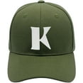 thumbnail image 2 of Daxton Structured Curve Visor Bill Baseball Hat 3D Capital Alphabet Letters, Olive Hat White Letter K, 2 of 3