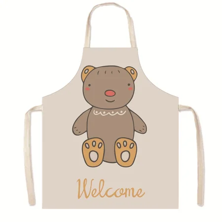 

Cute Cartoon Printed Apron for Adults Children Families Kitchens Daily Work Sleeveless Smocks Hanging Neck Apron Delantal Cocina