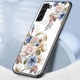 thumbnail image 3 of Nalacover for Samsung Galaxy S21 FE Slim Case,Exquisite Floral Pattern 360 Rotating Diamond Ring Holder Anti-Scratch Soft TPU Silicone Bumper Rubber Tempered Glass Back Cover.Black, 3 of 9