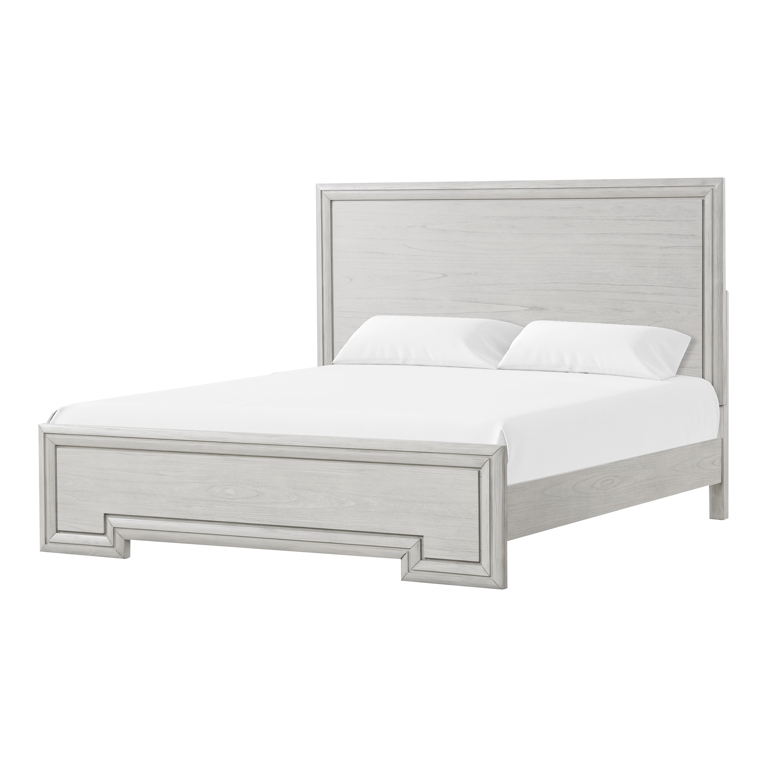 Furniture of America Elres Solid Wood Panel Bed, Queen, Rustic White