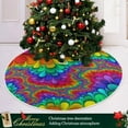 thumbnail image 6 of FMSHPON Colorful Unique Tie Dye Art Meet Rainbow Flower Xmas Christmas Tree Skirt Stand Mat for Holiday Party Decoration Indoor Outdoor 48 inches, 6 of 6
