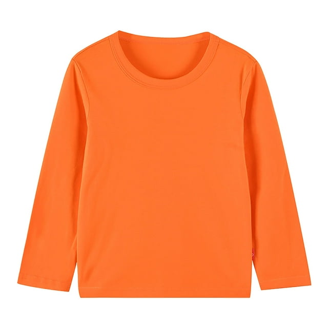 YUTK Vêtements d'Été pour Garçons 2T en Liquidation Enfants Hommes et Femmes Manches Longues Col Rond Hauts Orange