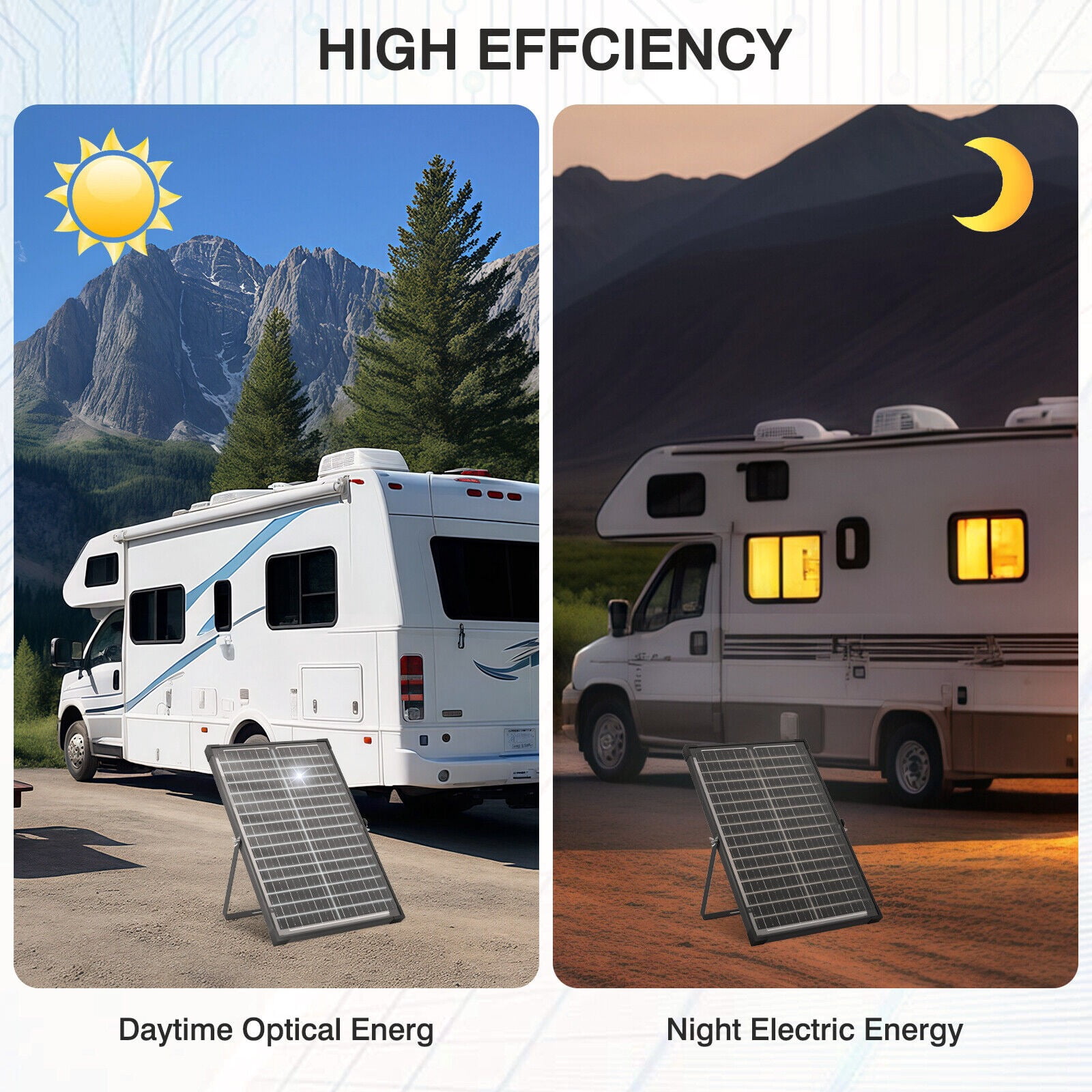 1pc 30W Bifacial Solar Panel Kit Built-in Smart Controller 12V Solar Panel Solar Battery Charger Maintainer Waterproof Adjustable Mount Bracket For Boat Car RV Motorcycle Marine Mower Tractor Trailer