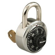 Master Lock Stainless-Steel Combination Padlock With Key Control, 2-7/8" x 1-7/8"