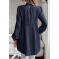 thumbnail image 5 of Textured Striped Cutout Front Tiered Peplum Hem Blouse for Women Navy Small, 5 of 5