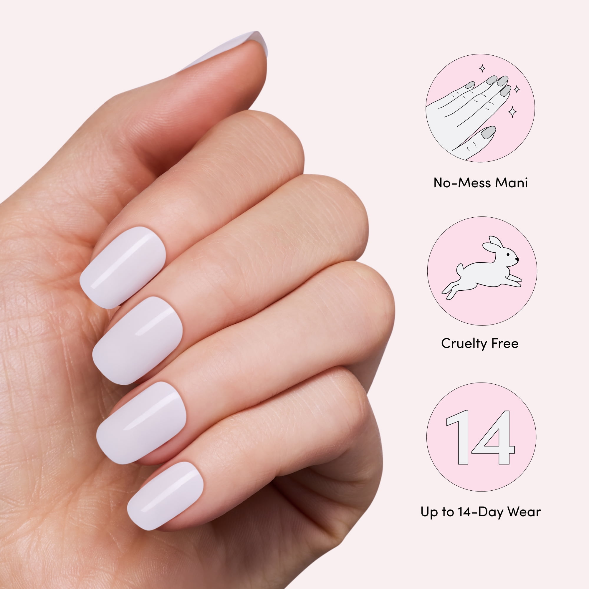 Dashing Diva Glaze Extensions Refill Set in Rabbit, Short Squoval, Semi-Cured Gel Nail Lengthening Strips, Includes 30 Gel Strips (Required LED Lamp Sold Separately)
