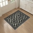 thumbnail image 3 of ODIKA 3'x5' Washable Throw Rug Stain Resistant, Low Profile, Non-Slip Alfombras Contemporary Border Frame Balanced Grid Para for Entryway, Kitchen, Mudroom, 3 of 7