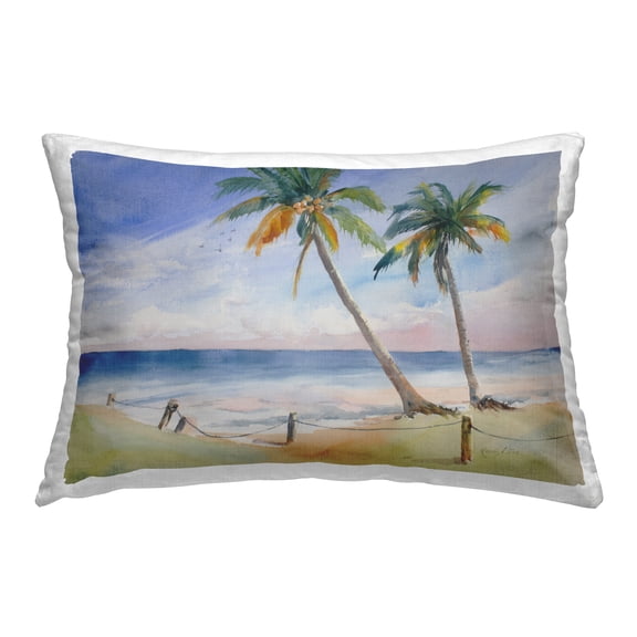Stupell Industries Two Palms Tropics View Decorative Printed Throw Pillow Design by Karin Lind.