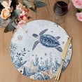 thumbnail image 3 of Blue Turtle Coastal Round 13 Inch Placemats Set of 8, Beach Starfish Nautical Coral Ombre HeatResistant Non Slip Place Mats for Dining Table, Wipeable Braided Kitchen Table Mats for Housewarming, 3 of 9