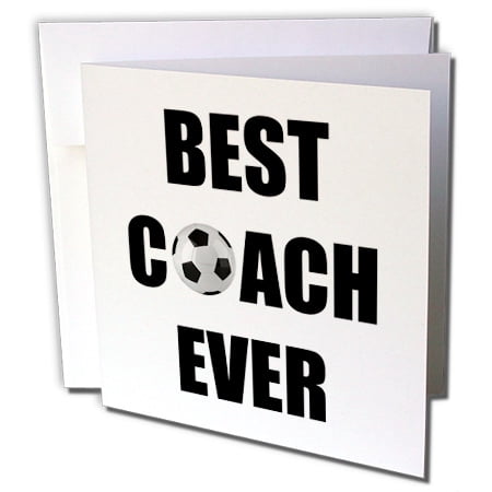 3dRose Best Soccer Coach Ever - Greeting Cards, 6 by 6-inches, set of