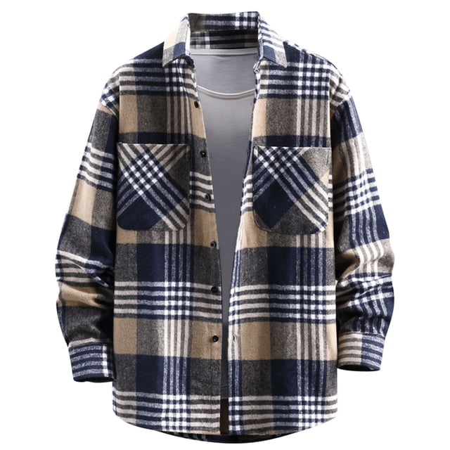 Blusa y camisa de manga larga con cuello vuelto, nueva camisa informal a cuadros para hombre, camisa holgada juvenil de manga larga, camisa informal para hombre, abrigo, blusa para hombre