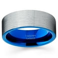 thumbnail image 2 of 8mm Blue Tungsten Ring Silver Tungsten Ring Anniversary Ring Men & Women Anniversary Ring Comfort Fit, 2 of 2
