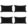 thumbnail image 2 of Boho-Chic Set of 4 Handcrafted Decorative Throw Pillow Cover Solid Jacquard 12" x 20" Black Lumbar Pillowcase for Couch, Bedding, 2 of 5