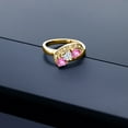 thumbnail image 3 of Gem Stone King 18K Yellow Gold Plated Silver White Moissanite and Pink Mystic Topaz and White Created Sapphire Engagement Ring for Women (0.94 Cttw, Gemstone , Heart Shape 4MM, Size 8), 3 of 4