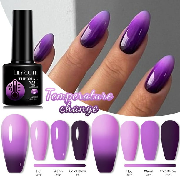 LILYCUTE Esmalte De Uñas De Gel Térmico Que Cambia De Color Morado Colores Rojos Semi-Permanente Barniz De Arte