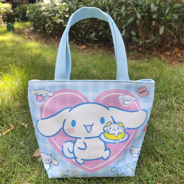 Fiambrera portátil de dibujos animados de Anime Kuromi KT Cat Keroppi, bolsa Bento, patrón de muñecas Kawaii, bolso de gran capacidad, bolsa de almacenamiento