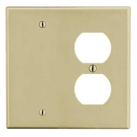 Hubbell Wiring Device-Kellems Duplex/Blank Wall Plate,Ivory P138I