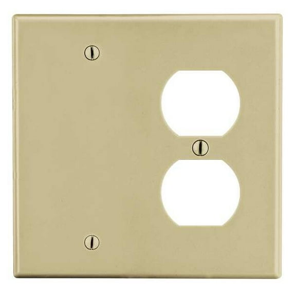 Hubbell Wiring Device-Kellems Duplex/Blank Wall Plate,Ivory P138I