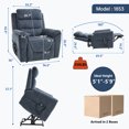 thumbnail image 2 of Power Lift Recliner Chair with Massage and Lumbar Heating for Elderly, Faux Leather Reclining Chair with 180° Lying Flat and Side Pockets for Living Room, Blue, 2 of 7
