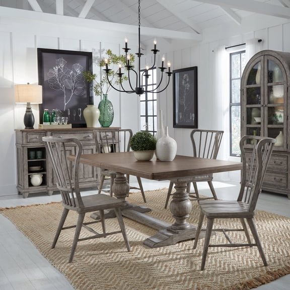 Liberty Furniture Industies, INC River Place River Place 5 Piece Trestle Table Set - Riverstone Gray & Tobacco
