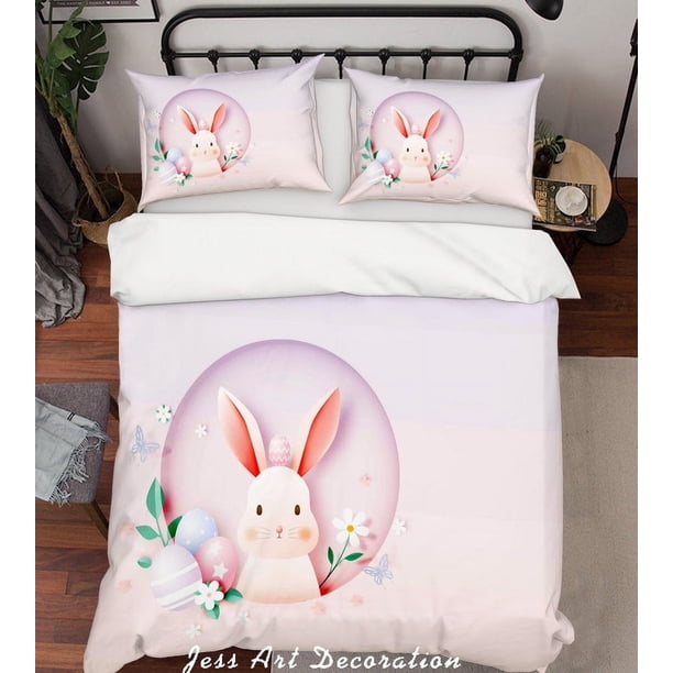 3D Floral Huevos Conejo Funda de edredón Set Ropa de Cama Set Funda Nórdica Fundas de almohada Sf64