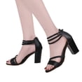 thumbnail image 3 of NOKIO Ladies Fashion Shoes Heel Sandals Summer Boho Style Heel Sandals Women's Chunky Low Heels Open Toe Block Heeled Dress Ankle Strap Pump Wedding Sandals, 3 of 8