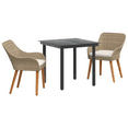 thumbnail image 2 of vidaXL 3 Piece Garden Dining Set Beige Poly Rattan, 2 of 6