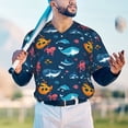 thumbnail image 5 of Lsque Ocean Floor Animals Pattern Mens Polo Golf Shirts Funny Graphics Shorts Sleeve Button Shirts Baseball T-shirt-Large, 5 of 7