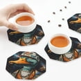 thumbnail image 6 of Bingfone Vintage Hip-Hop Duck Leather Drinks Coasters with Set of 6,Suitable for Home Kitchen,Coffee Cup Coasters Home Gift, 6 of 7