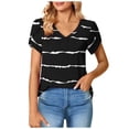 thumbnail image 2 of ICHUANYI Clearance Women's Casual Sleeve Tops V-Neck Short Sleeve T- Cute Printed Summer Loose Blouses Tops(Black, L) ICHUANYI WER2023081002518, 2 of 9