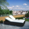 thumbnail image 2 of LexMod Evince Two-Seater Outdoor Wicker Patio Chaise Recliner in Espresso with White Cushions [Espresso White], 2 of 3
