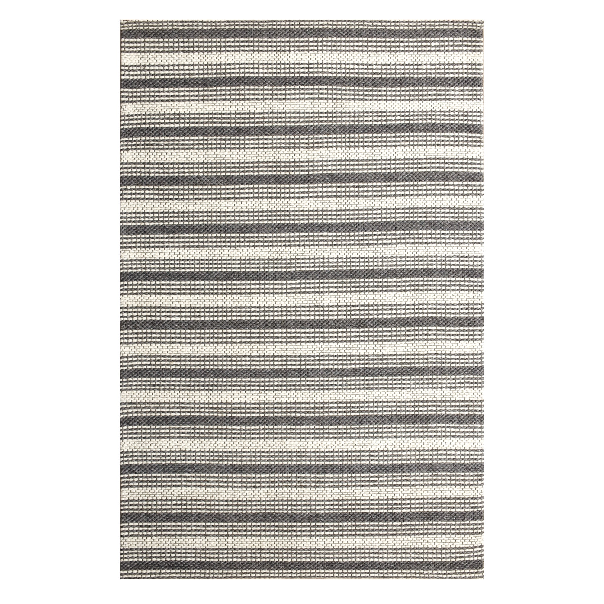 Ox Bay Asane 7'9" x 9'9" Gray/Ivory Striped Wool Indoor Area Rug