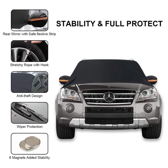 Waterproof Car Cover All Weather Snowproof UV Protection Windproof Outdoor Windshield Snow Cover, Universal Fit for Most Cars SUV/Truck/Van. (81" x 45")
