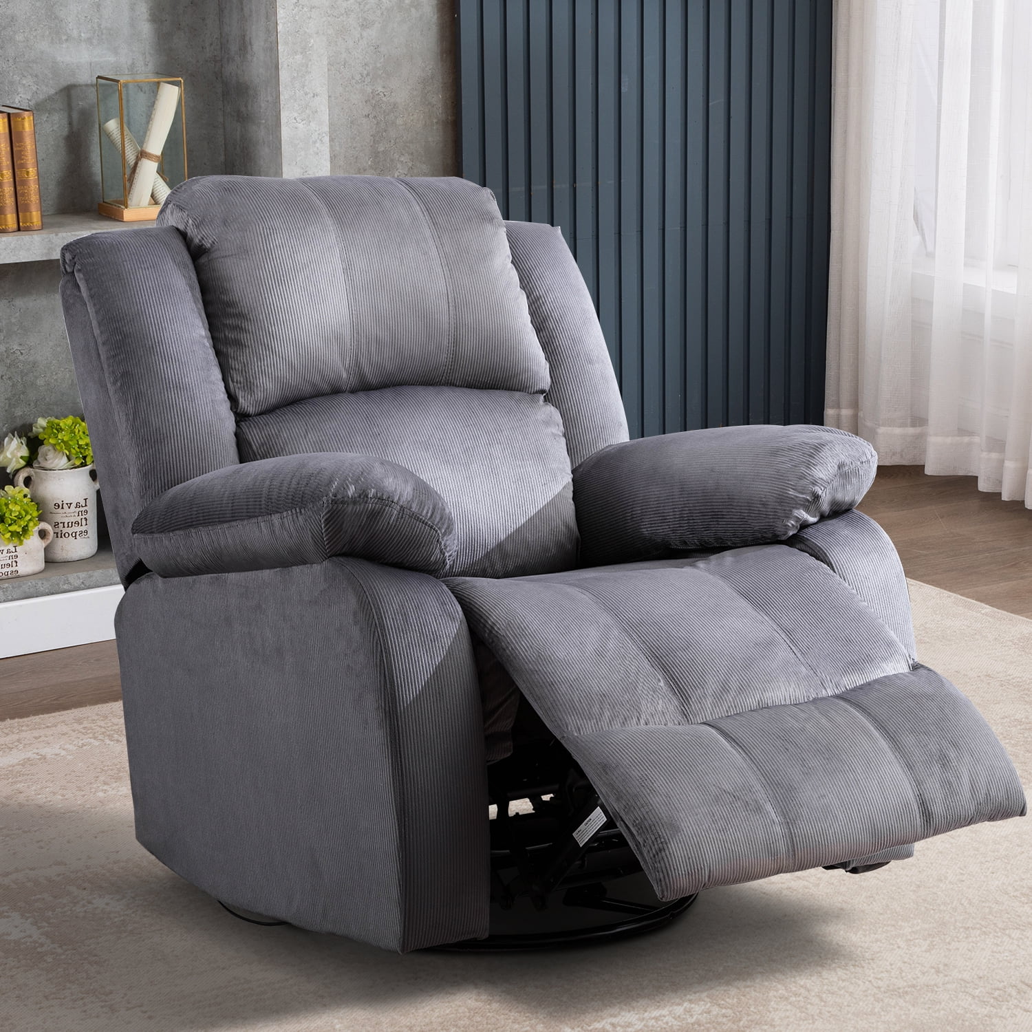 Swivel Rocker Recliner Manual Nursery Rocking Chairs, Soft Fabric
