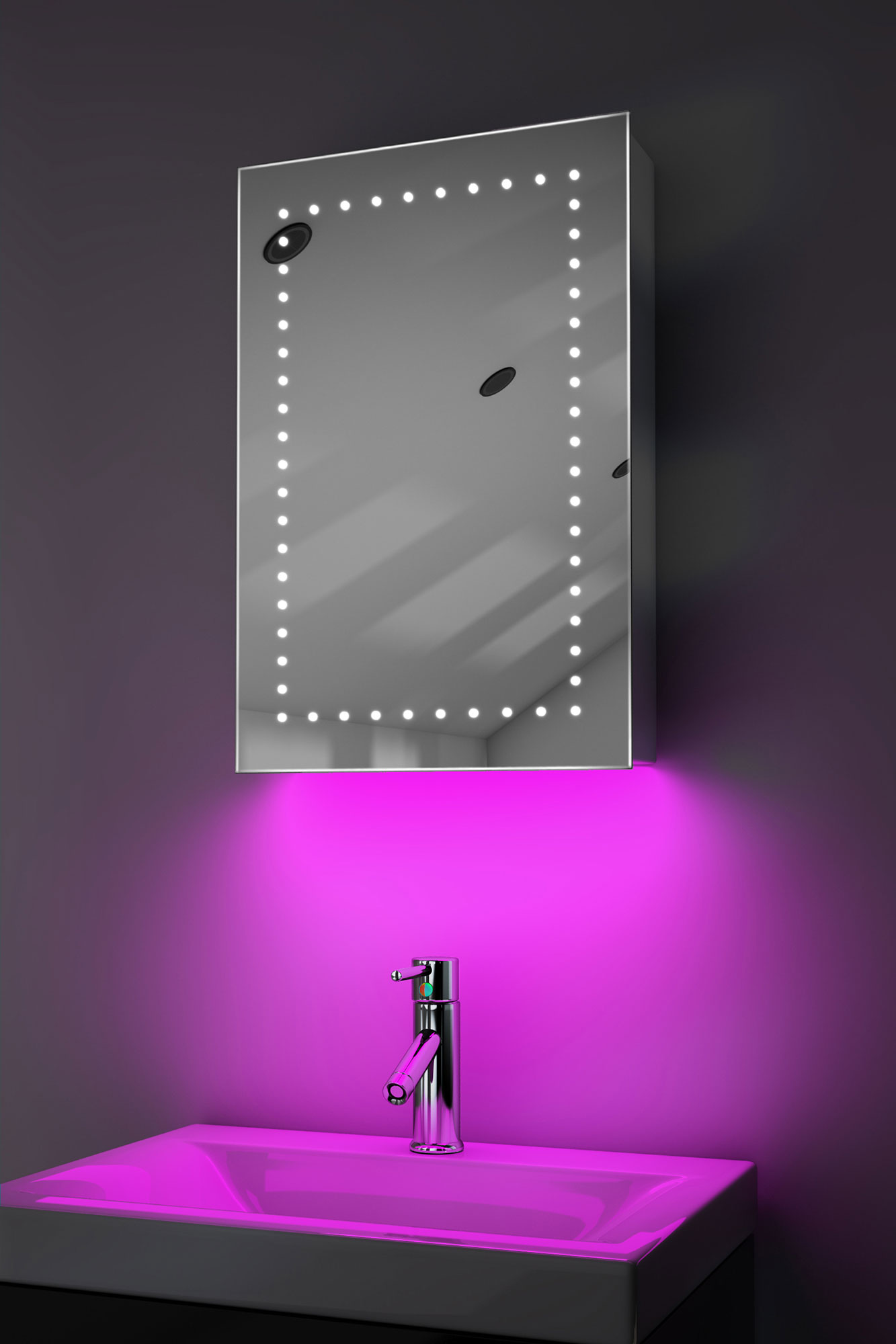 Demist Bathroom Mirror With LED Under Lighting, Sensor