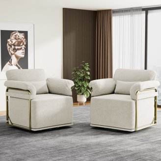 Vegan Leather Accent Chair Set of 2 Upholstered Armchair  display picture 1