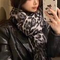 thumbnail image 6 of Jiibva Leopard Tassels Scarf Lady Oversized Long Soft Warm Wrap Shawl Windproof Winter Neck Warmer Animal Print Scarves for Women, 6 of 7