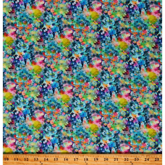 Cotton Springtime Splatter Spring Texture A Year of Art Multicolor Cotton Fabric Print by the Yard (12YOA-1)