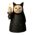 thumbnail image 3 of Mysterious Hooded Cat Candlelight Figurine Halloween Decor Set with Warm Flameless Ambiance Vintage LED Halloween Tabletop Decor for Shelves and Mantels, 3 of 5