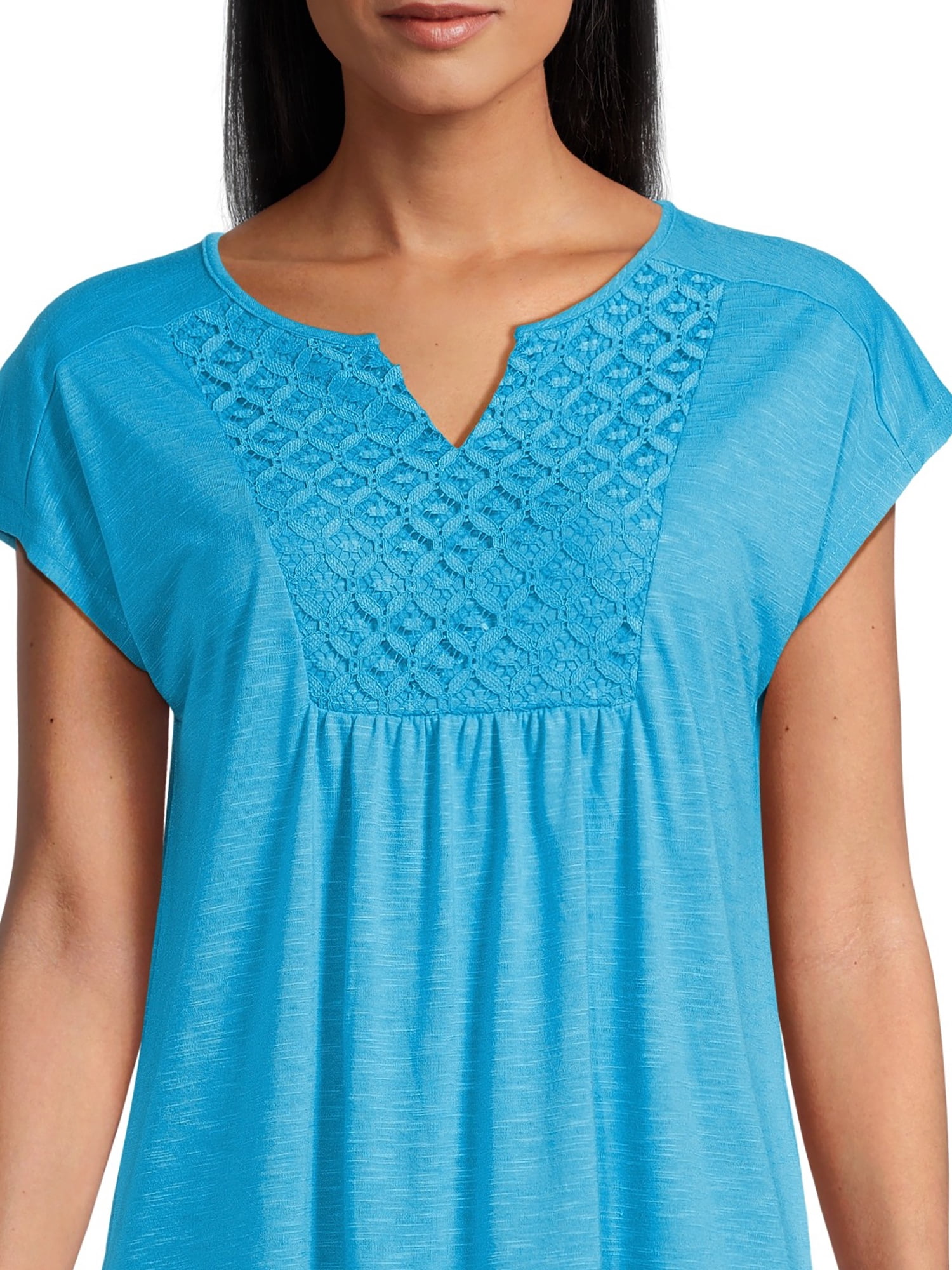 Real Size Women's Crochet Bib Tunic Top, Women's and Women's Plus XS-4X