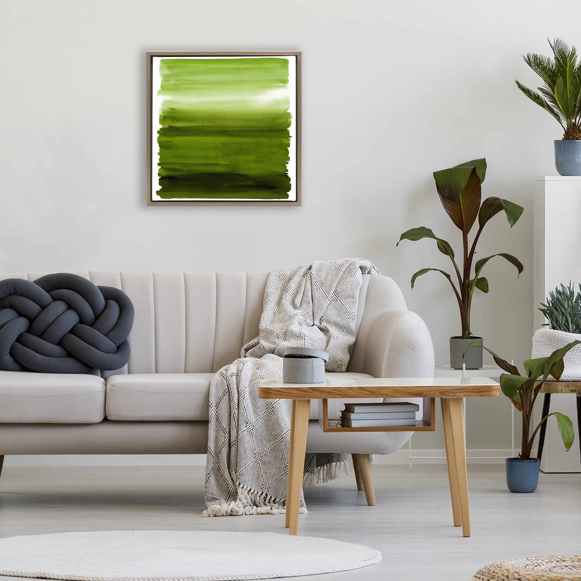 Stupell Industries Earthy Green Ombre Brown Framed Floater Canvas Wall Art, design by Allie Corbin