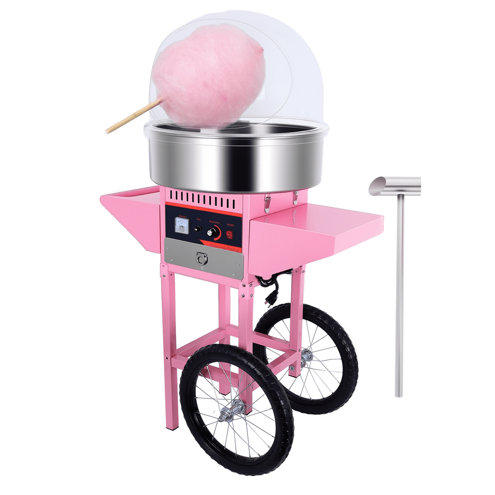 Electric Cotton Candy Machine Cart, Commercial Floss Maker, Cotton Candy Machine with Cover, Suitable for Indoor Celebration, Kids Playdate, Holiday Market