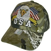 USA Men's Patriotic Eagle Head Adjustable Baseball Cap (Hunting Camo Cotton)