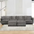 thumbnail image 3 of SZLIZCCC Modular Sectional Sofa with Movable Ottoman, L/U Shaped Chenille Fabric Couch with High - End Material,Flexible Combination for Living Room, Office, Apartment Grey4+2, 3 of 7
