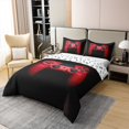 thumbnail image 2 of Erosebridal Twin Size Gamepad Comforter Cover,Modern Fashion Red Gaming Controller Printed Duvet Cover,Gamer Video Games Decorative 2 Piece Bedding Set with 1 Pillow Case,Black, 2 of 7