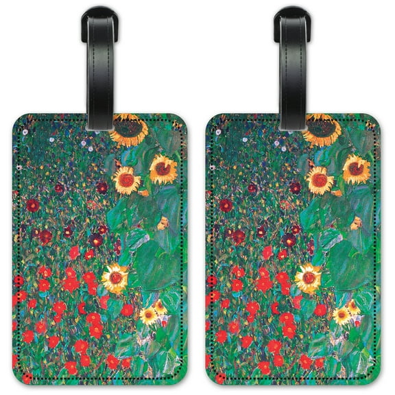 Klimt: Sunflowers - Luggage ID Tags / Suitcase Identification Cards - Set of 2