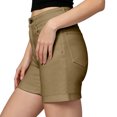 thumbnail image 5 of Cagogo Women's High Waisted Shorts with Pockets Casual Regular Fit Basic Summer Vacation Trousers Beach Lounge Travel, Coffee 2XL, 5 of 6