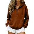 thumbnail image 4 of Women's Half Zip Hoodie Oversized Fleece Pullover Sweatshirt Drop Shoulder Kangaroo Pocket Cozy Fall Tops, S-2XL, 4 of 9