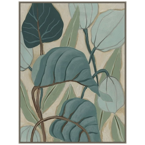 Amanti Art Slate Palms II Framed Canvas Wall Art Print