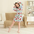 thumbnail image 3 of FORMRS Niños Bathrobe Unisex Hooded Robe Soft Plush Pajamas Sleepwear, Size 7-9T, Vibrant Strawberries, 3 of 7
